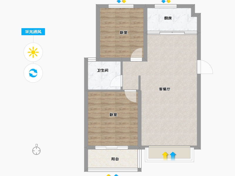 河北省-石家庄市-帝华鸿府-67.55-户型库-采光通风