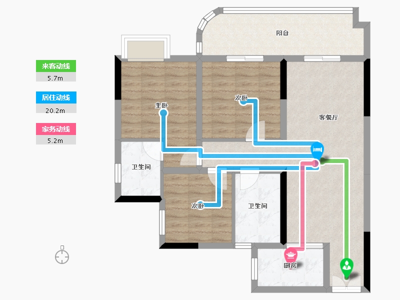 贵州省-遵义市-彩阳澜柏湾-84.52-户型库-动静线