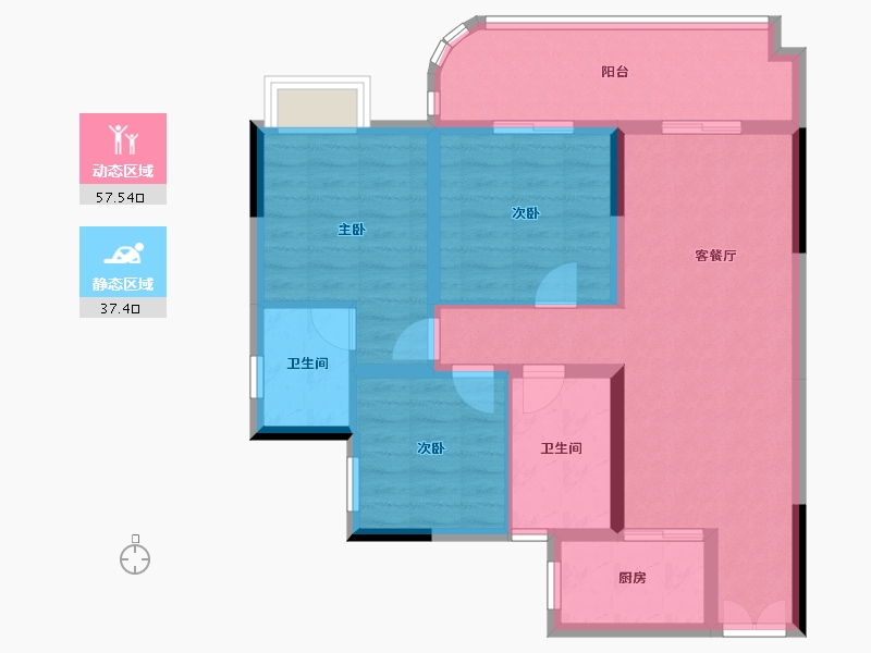 贵州省-遵义市-彩阳澜柏湾-84.52-户型库-动静分区