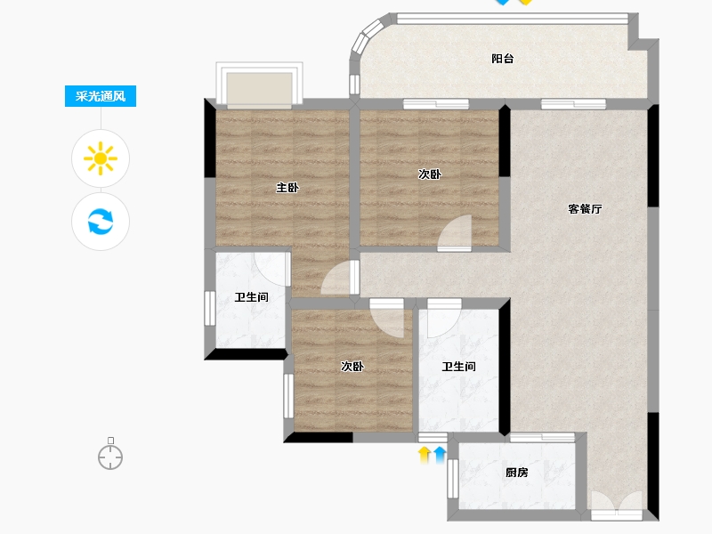 贵州省-遵义市-彩阳澜柏湾-84.52-户型库-采光通风