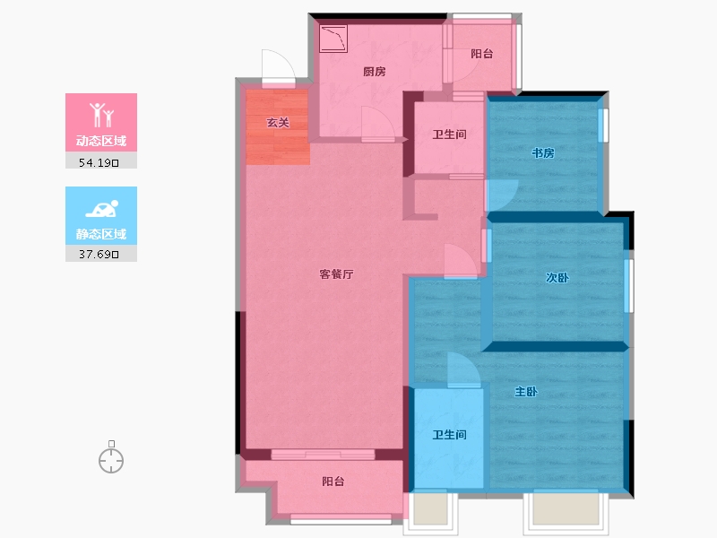 贵州省-贵阳市-华润悦府-80.64-户型库-动静分区