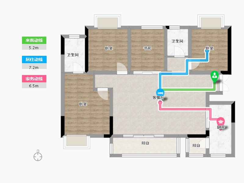 四川省-成都市-北辰鹿鸣院-98.47-户型库-动静线