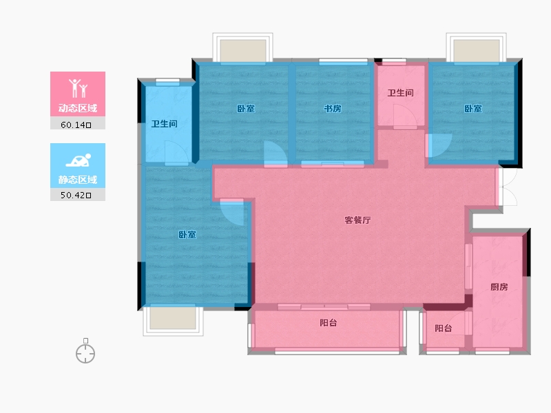 四川省-成都市-北辰鹿鸣院-98.47-户型库-动静分区