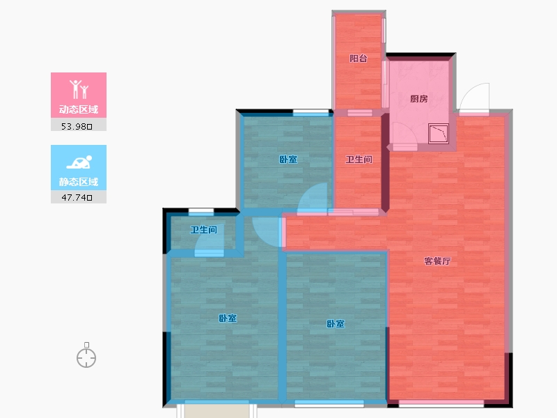 四川省-眉山市-锦江华府-91.17-户型库-动静分区