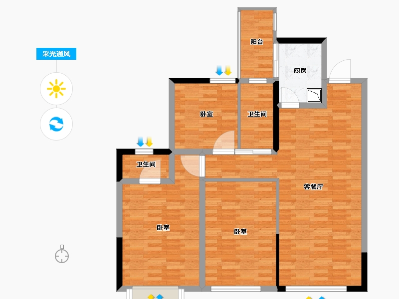 四川省-眉山市-锦江华府-91.17-户型库-采光通风