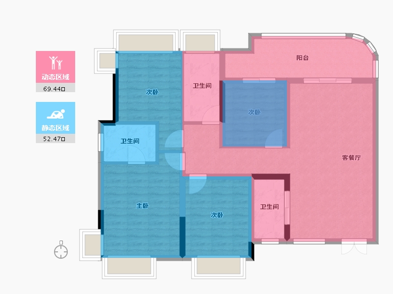 贵州省-遵义市-彩阳澜柏湾-101.54-户型库-动静分区