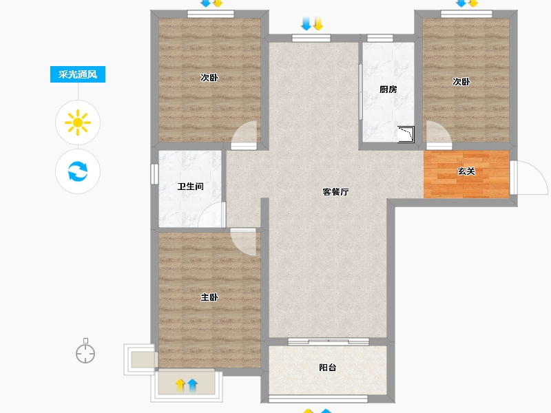 河北省-石家庄市-紫竹锦江-96.00-户型库-采光通风