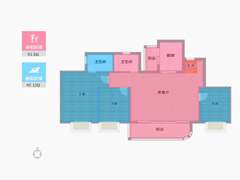 四川省-成都市-蓝光未来-95.92-户型库-动静分区