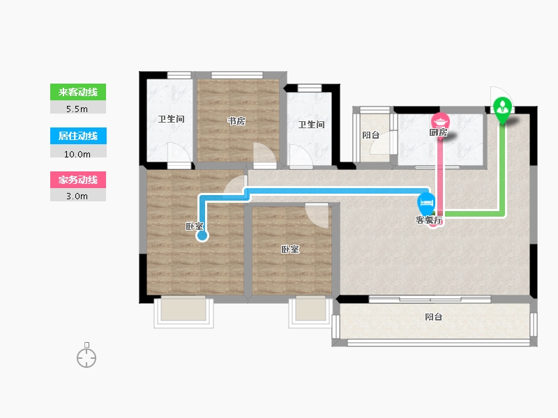 四川省-成都市-北辰鹿鸣院-87.04-户型库-动静线