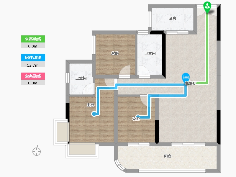 贵州省-遵义市-彩阳澜柏湾-85.94-户型库-动静线