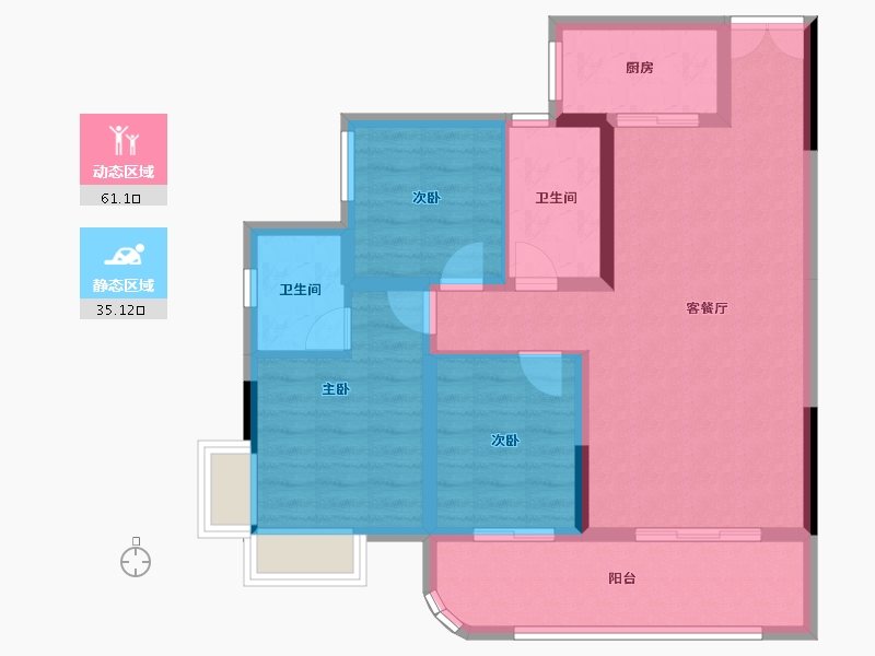 贵州省-遵义市-彩阳澜柏湾-85.94-户型库-动静分区