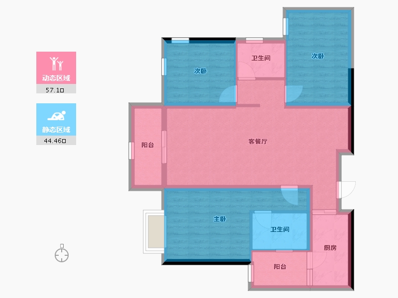 四川省-成都市-融创观玺台-90.42-户型库-动静分区