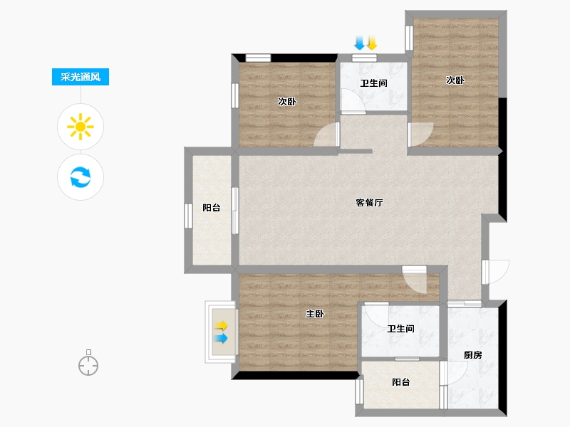 四川省-成都市-融创观玺台-90.42-户型库-采光通风