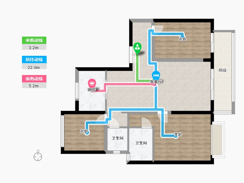 陕西省-渭南市-龙记檀府-95.56-户型库-动静线