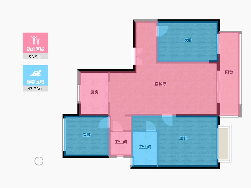 陕西省-渭南市-龙记檀府-95.56-户型库-动静分区