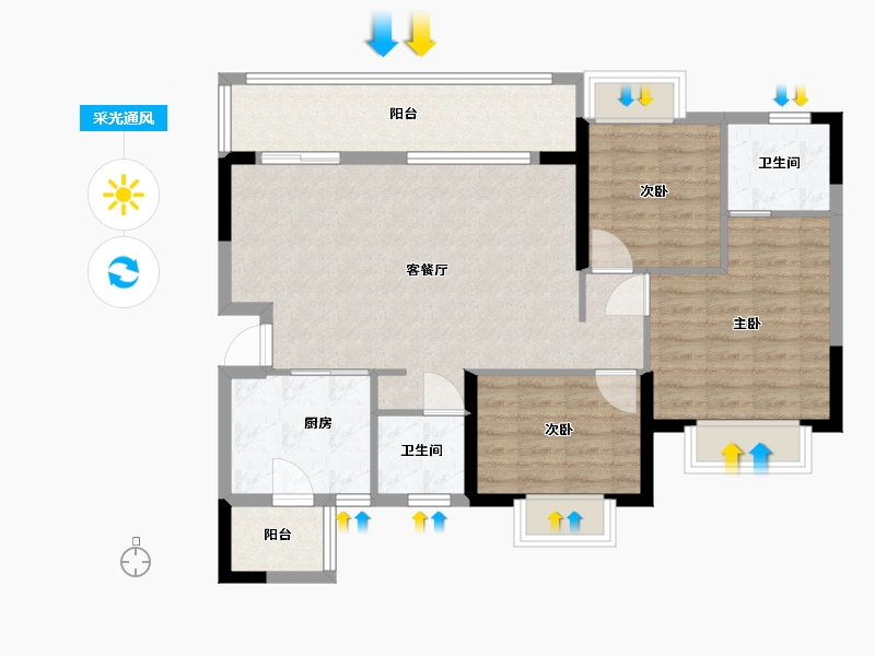 贵州省-贵阳市-恒大茶郡-91.20-户型库-采光通风