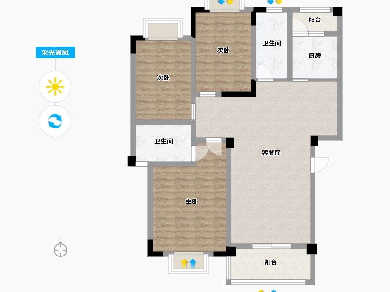 贵州省-贵阳市-息烽1号-102.74-户型库-采光通风