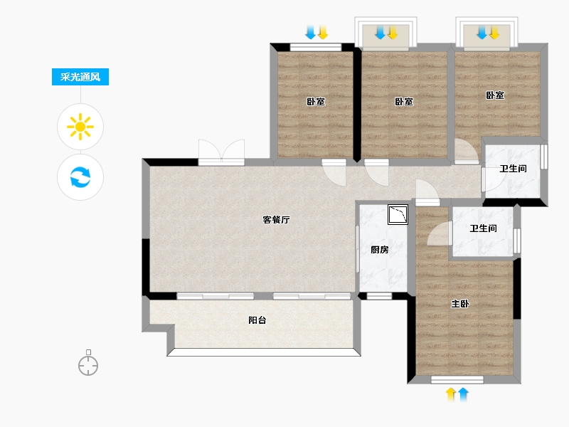 四川省-眉山市-锦绣滨江华府-93.93-户型库-采光通风