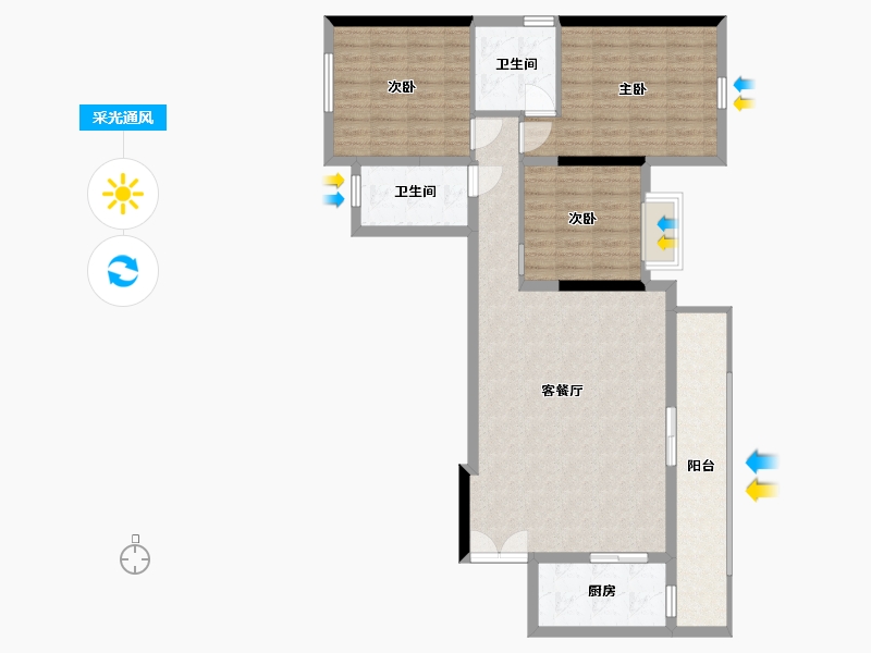 四川省-成都市-融创观玺台-100.13-户型库-采光通风