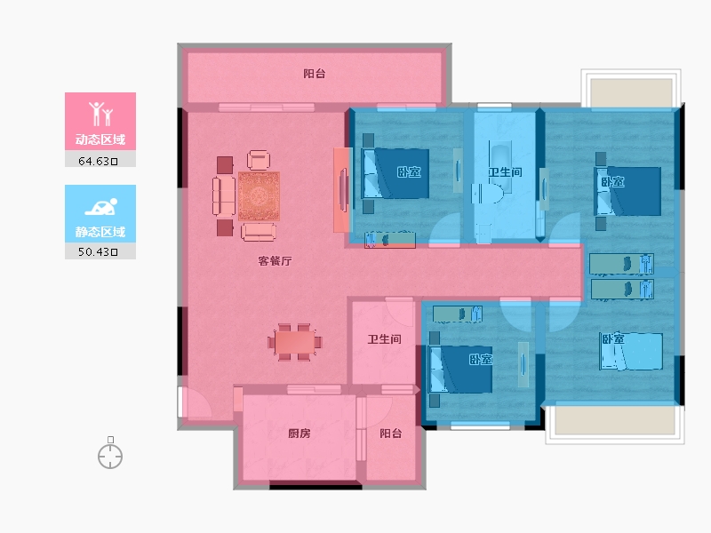 贵州省-遵义市-思乐为置地广场-101.75-户型库-动静分区