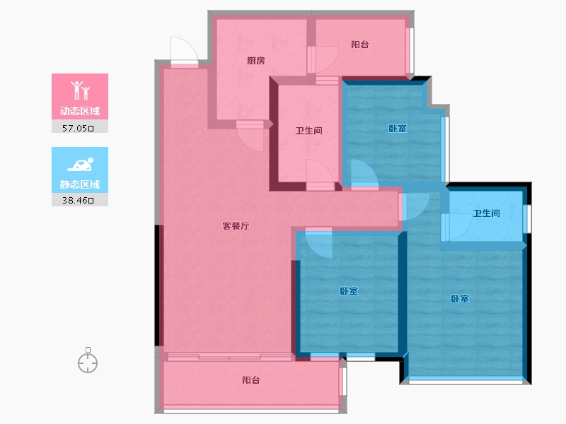 四川省-成都市-金色阳光名邸-83.30-户型库-动静分区