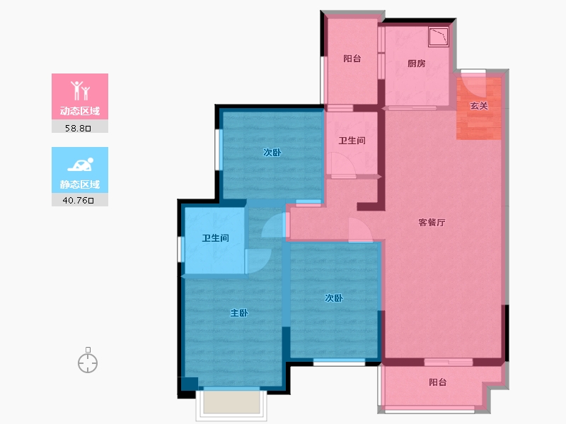 贵州省-贵阳市-华润悦府-87.58-户型库-动静分区