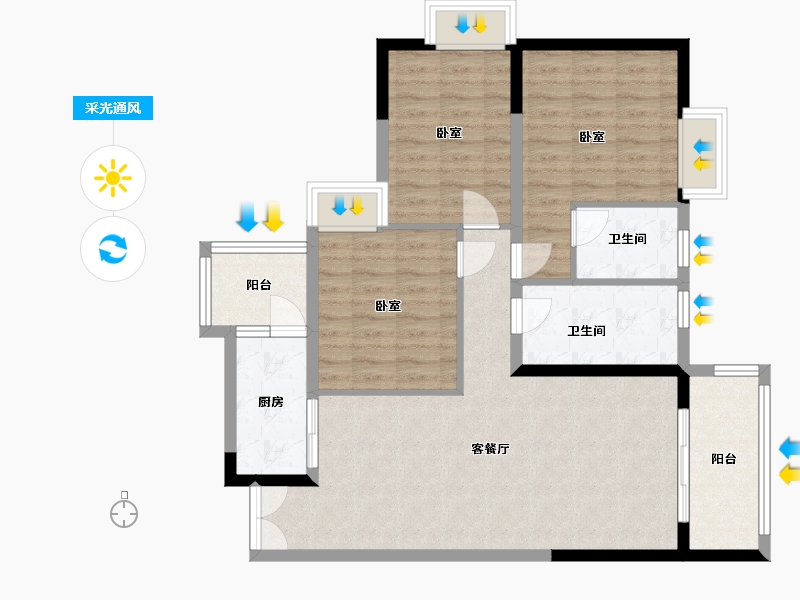 贵州省-安顺市-安顺世家-92.96-户型库-采光通风