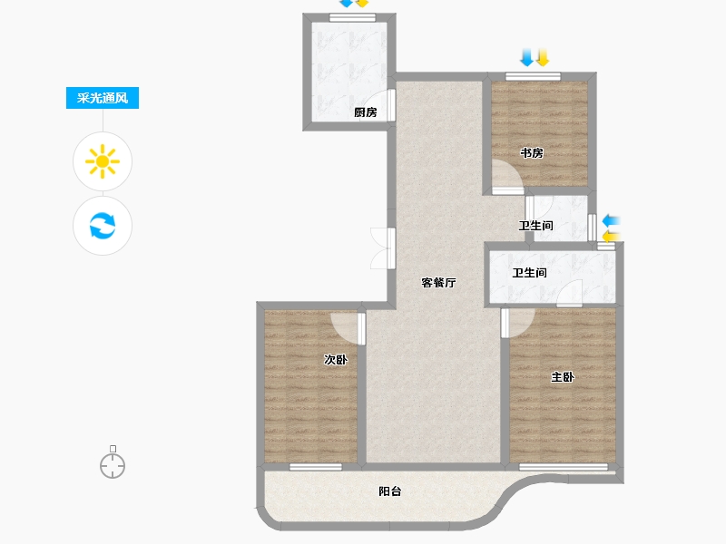 河北省-石家庄市-润江壹號-109.34-户型库-采光通风