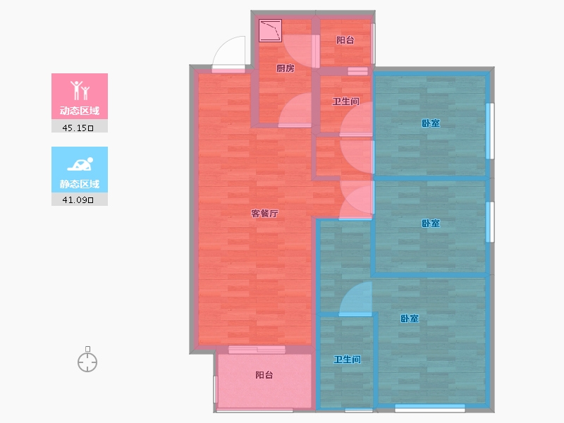 四川省-眉山市-万科仁峰-76.97-户型库-动静分区