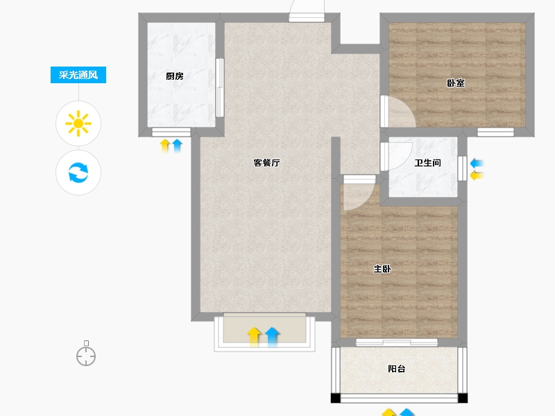 河北省-石家庄市-帝华御锦苑-70.36-户型库-采光通风