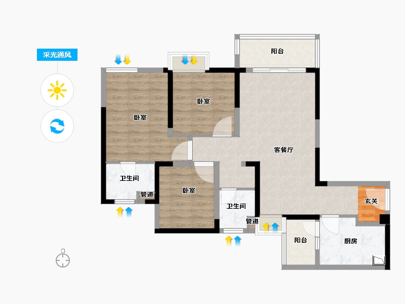 四川省-成都市-泛悦城市广场-75.30-户型库-采光通风