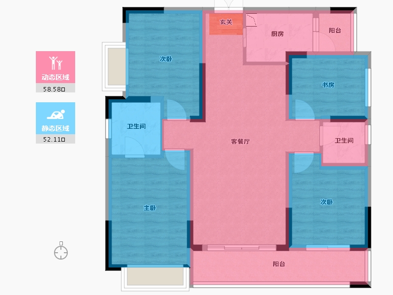 四川省-成都市-彭州万达广场-98.25-户型库-动静分区