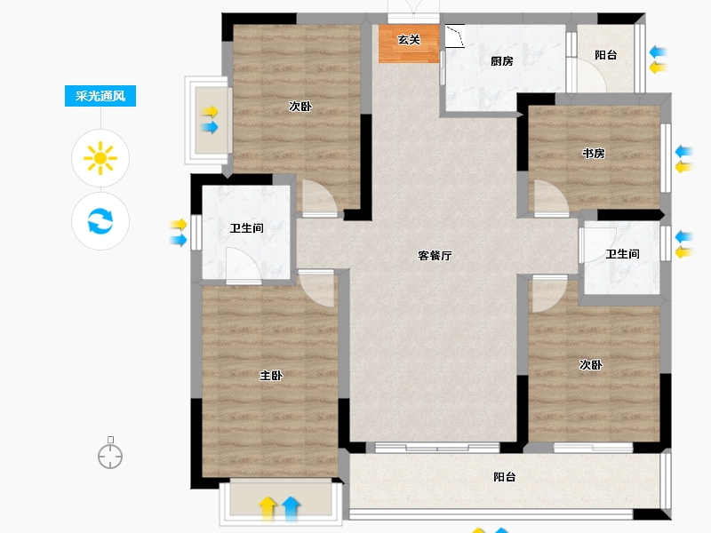 四川省-成都市-彭州万达广场-98.25-户型库-采光通风