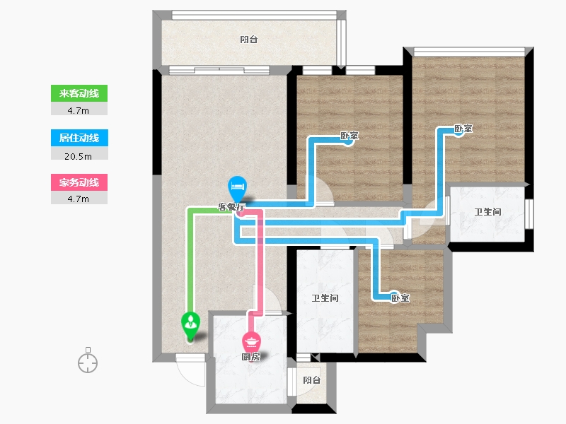 四川省-成都市-金色阳光名邸-75.64-户型库-动静线