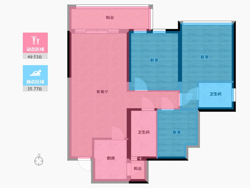 四川省-成都市-金色阳光名邸-75.64-户型库-动静分区