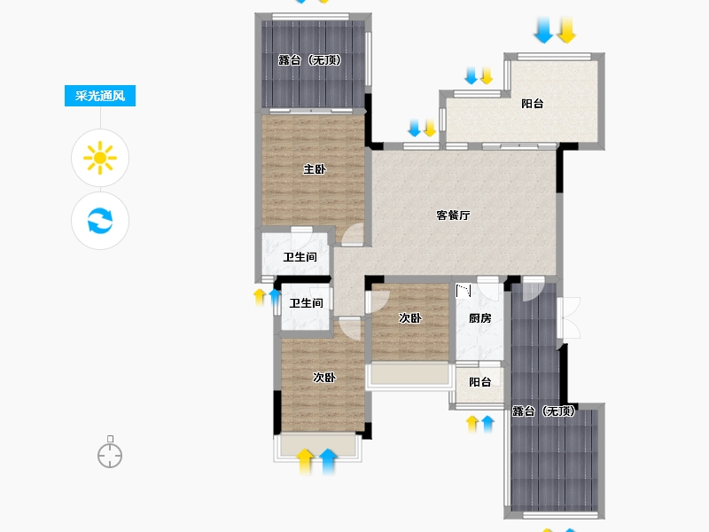 四川省-成都市-恒大银海湖-126.50-户型库-采光通风