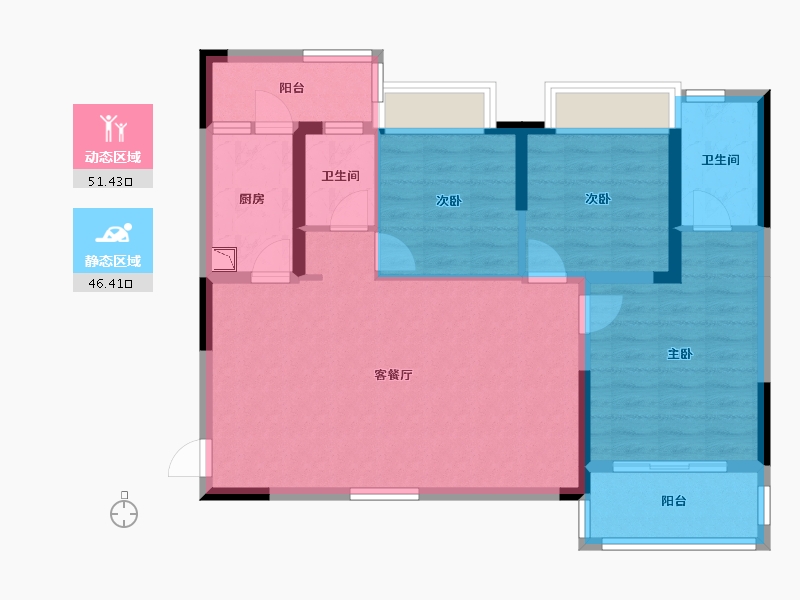 四川省-成都市-恒大银海湖-87.18-户型库-动静分区