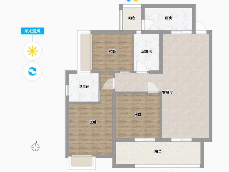 贵州省-贵阳市-保利春天大道-91.88-户型库-采光通风