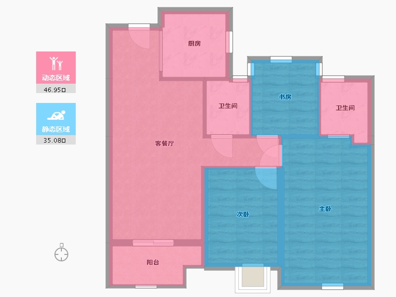 浙江省-杭州市-时代滨江翡翠之星-73.63-户型库-动静分区