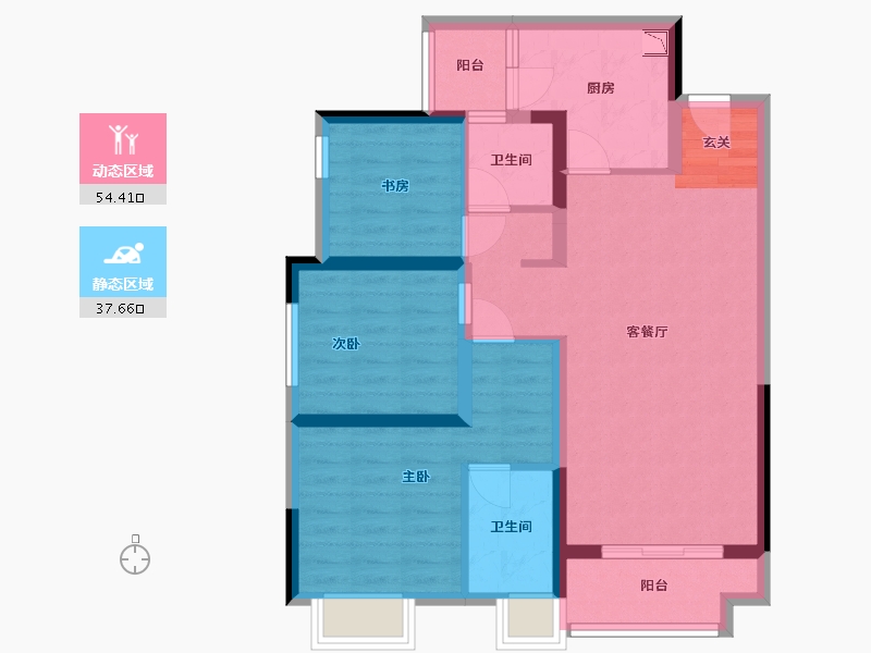 贵州省-贵阳市-华润悦府-80.98-户型库-动静分区