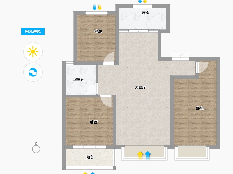 河北省-石家庄市-帝华鸿府-87.03-户型库-采光通风