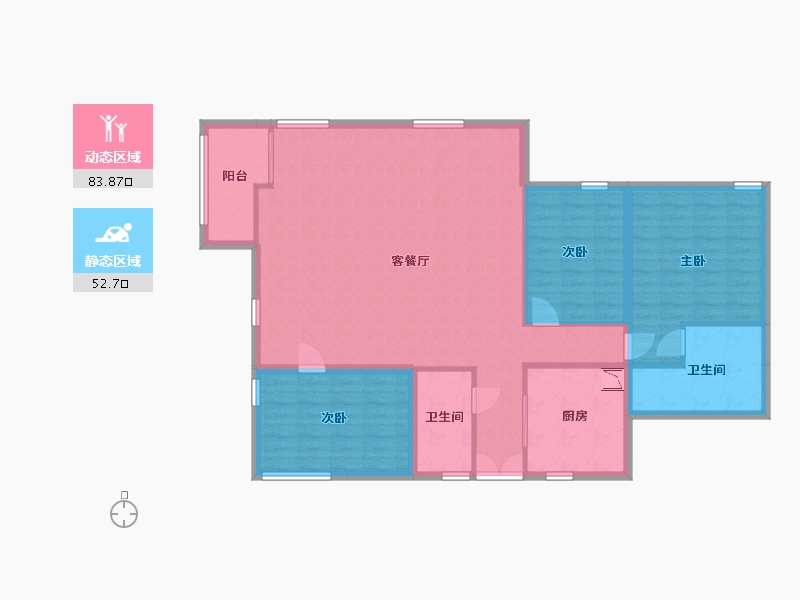 贵州省-贵阳市-恒丰碧桂园贵阳中心-124.79-户型库-动静分区