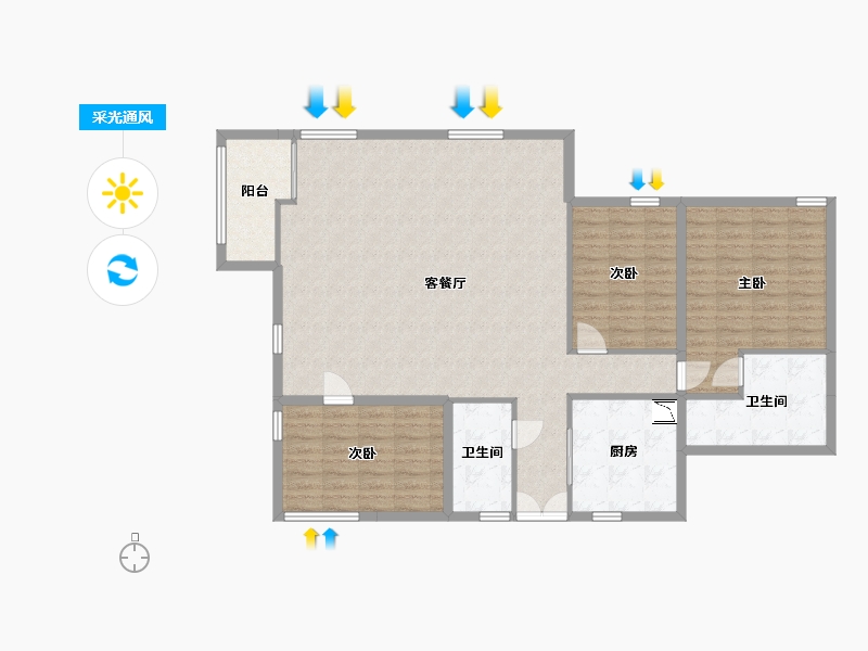 贵州省-贵阳市-恒丰碧桂园贵阳中心-124.79-户型库-采光通风