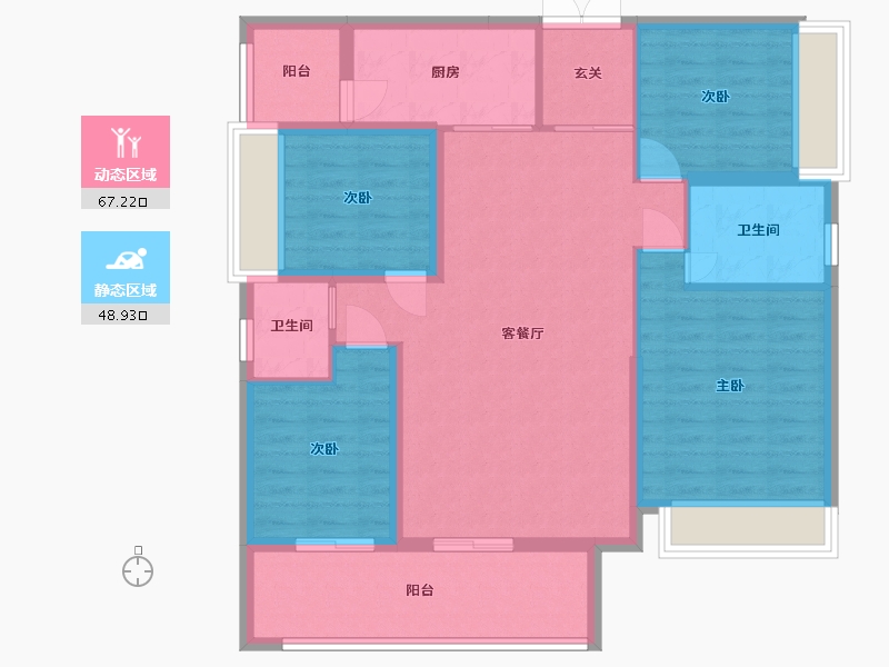 贵州省-贵阳市-保利春天大道-104.29-户型库-动静分区