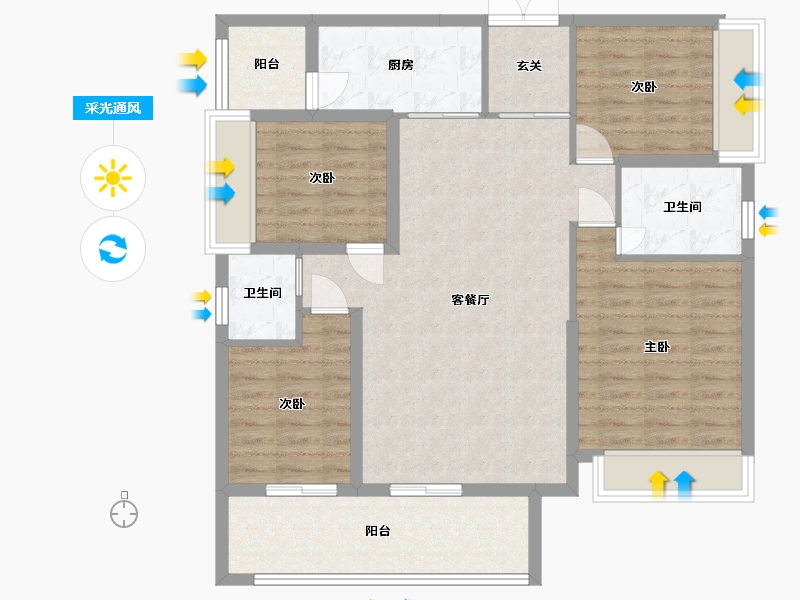 贵州省-贵阳市-保利春天大道-104.29-户型库-采光通风