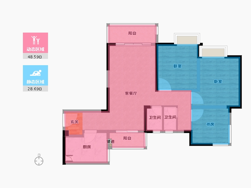 四川省-成都市-泛悦城市广场-69.27-户型库-动静分区