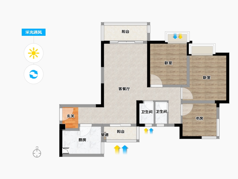 四川省-成都市-泛悦城市广场-69.27-户型库-采光通风