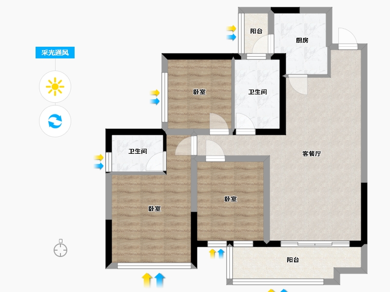 四川省-成都市-金色阳光名邸-81.48-户型库-采光通风