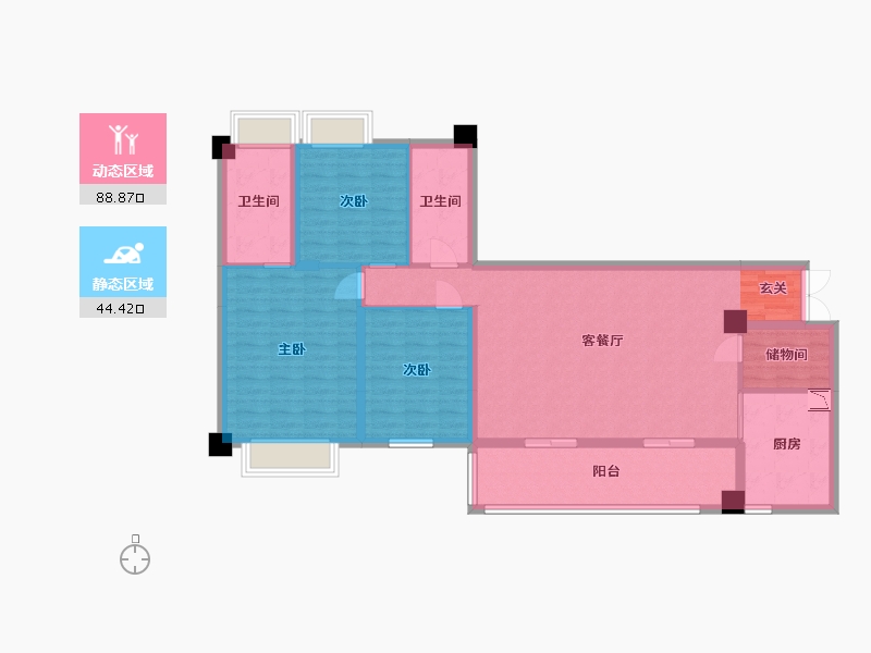 贵州省-贵阳市-华润悦府-119.64-户型库-动静分区