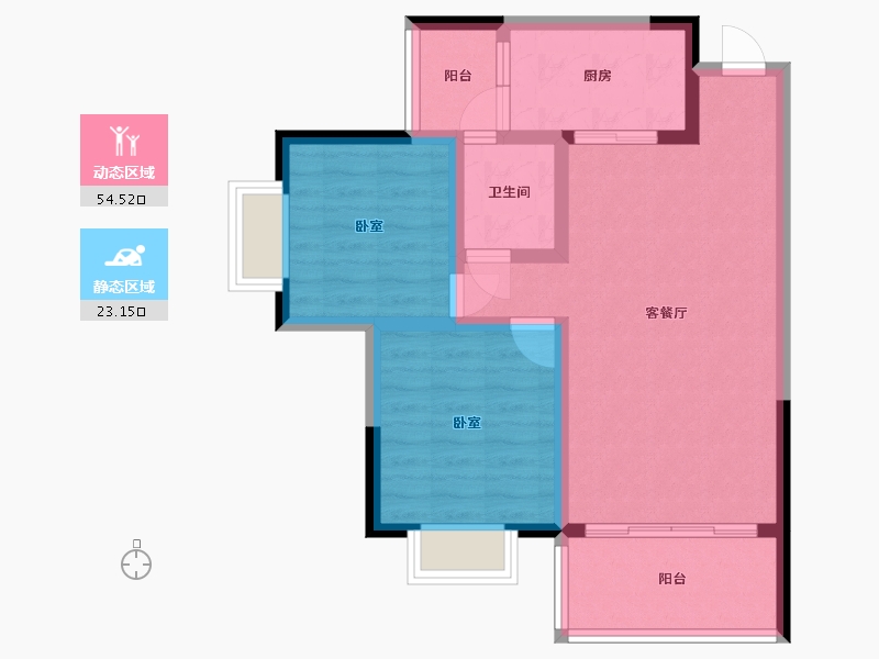 贵州省-安顺市-时鼎绿洲-68.90-户型库-动静分区